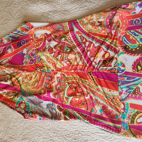 Paisley and abstract print, bright multi colored halter top - Picture 2 of 5